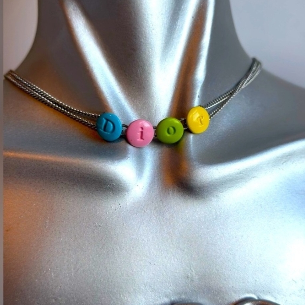 Dior Rare Multicolor Logo Bonbon Candy Choker Necklace - Picture 4 of 5